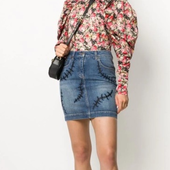 Moschino Dresses & Skirts - Moschino Scar Embroidered 2020 Halloween Denim Skirt